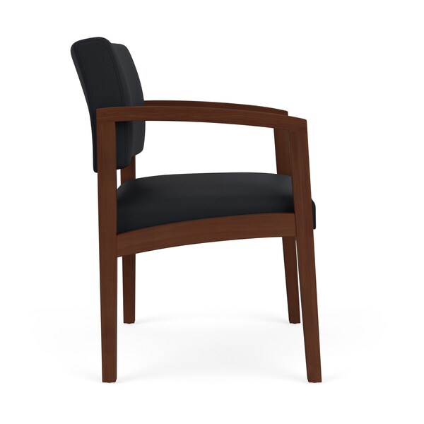 Lenox Wood Wide Guest Chair Wood Frame, Walnut, MD Black Upholstery